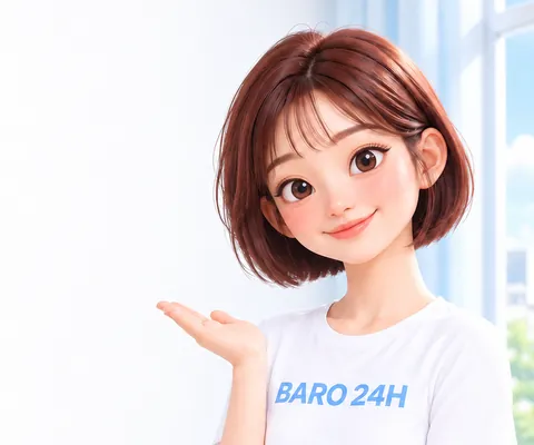 밝게 웃으며 상담을 안내하는 20대 여성 3D 인물